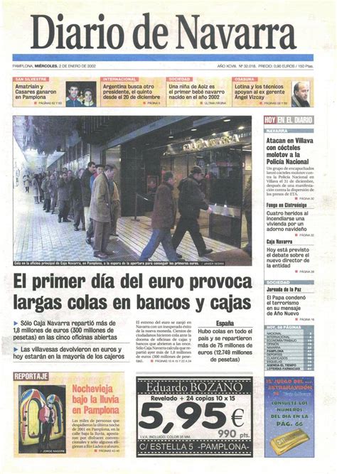 Léelo antes en nuevo día. Así contamos el primer día del euro en Navarra | Noticias ...