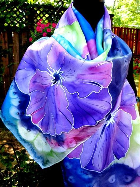 Hand Painted Silk Scarf Tropical Flowers On Etsy 5390 Aud Silk Scarf