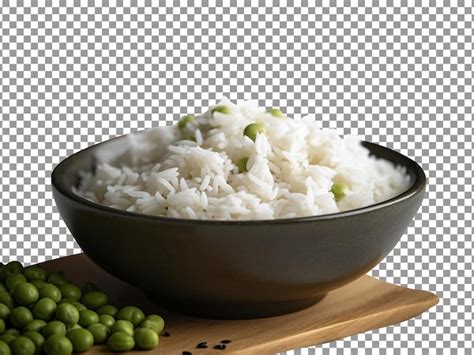 Arroz Branco Cozido Saboroso Com Ervilhas Isoladas Em Fundo Transparente Psd Premium