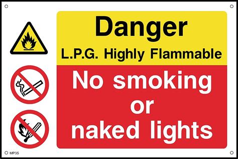 Amazon Com Highly Flammable Lpg No Smoking Or Naked Lights Safety My