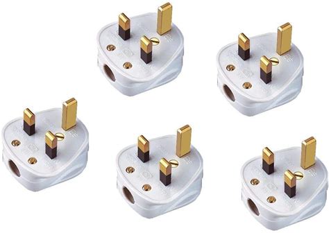 Buy Trade Quality 5x Standard Uk Fused 3 Amp White Mains 3 Pin