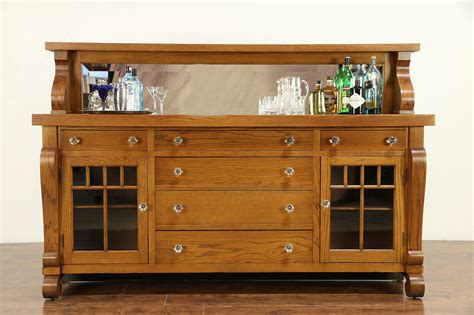 Sold Oak Antique Back Bar Sideboard Server Buffet Beveled Mirror