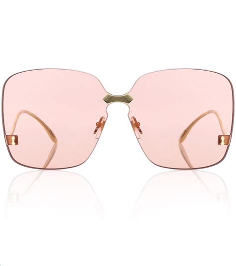 Gucci Square Frame Rimless Sunglasses In Pink Lyst