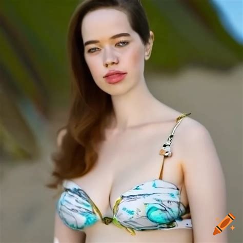 Anna Popplewell Tanning In The Sun At The Beach On Craiyon