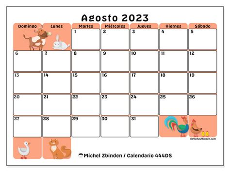 Calendario Agosto De 2023 Para Imprimir “484ds” Michel Zbinden Pr
