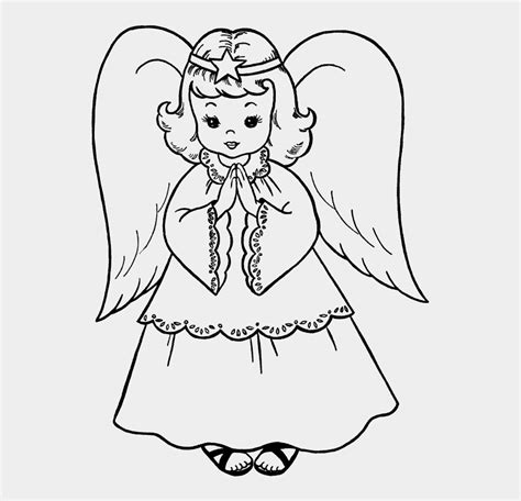 Christmas Angels Clipart Black And White Angel Drawing