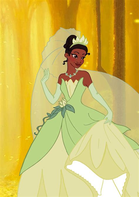 The Princess And The Frog Is Dressed Up In Her Wedding Dress With An