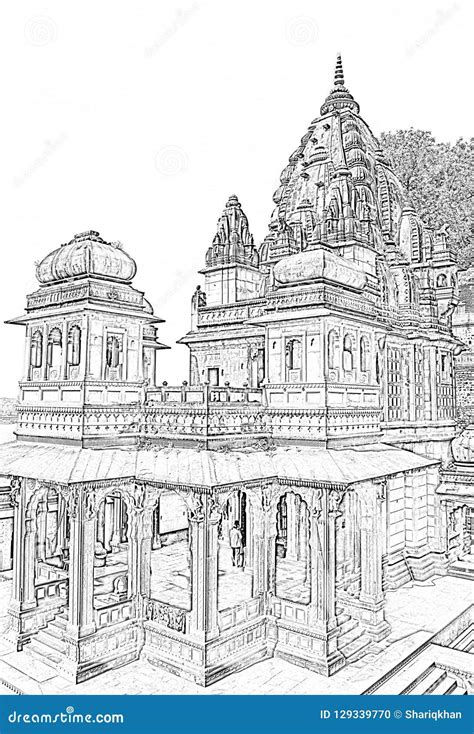 Maheshwar Temple Drawing Stock Photo Image Of Dynasty 129339770