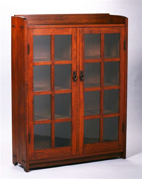Corona bookcase grey wax 2 door display cabinet solid pine by mercers furniture. Gustav Stickley Two-Door Bookcase c1907-1910 | California ...