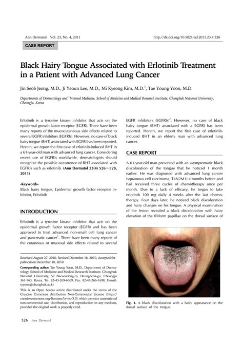 Pdf Black Hairy Tongue Associated With Erlotinib Treatment In A