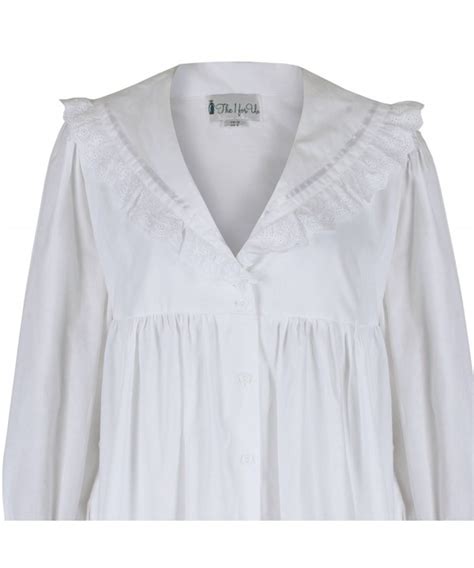 Amelia 100 Cotton Victorian Nightgown With Pockets 7 Sizes White