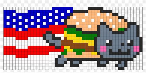 Download American Nyan Cat Perler Bead Pattern Bead Sprite Pixel Art Nyan Cat Clipart Png