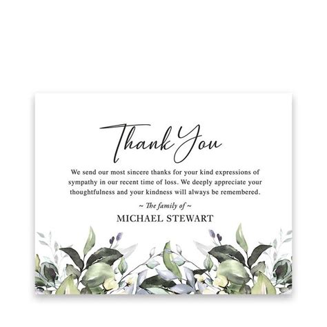 Funeral Thank You Cards Printed With Your Custom Message To Send To