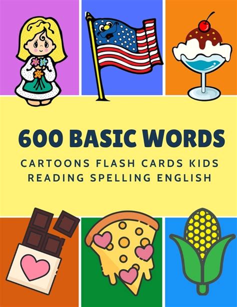 600 Basic Words Cartoons Flash Cards Kids Reading Spelling