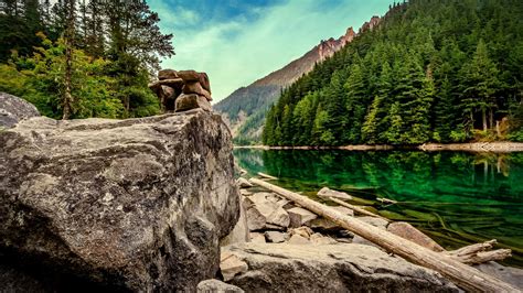Beautiful Hd Wallpaper Lake Forest Mountain Rock 01893