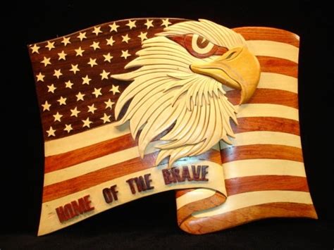 hand carved wood art intarsia patriotic eagle on by myheritageusa