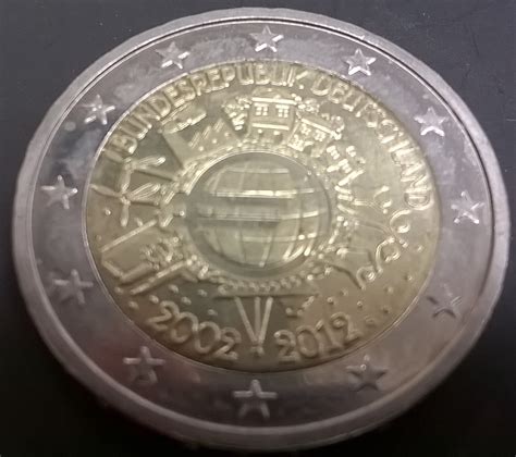 2 Euro Deutschland 2012 10 Jahre Euro 2 Euro 10 Jahre Eurobargeld