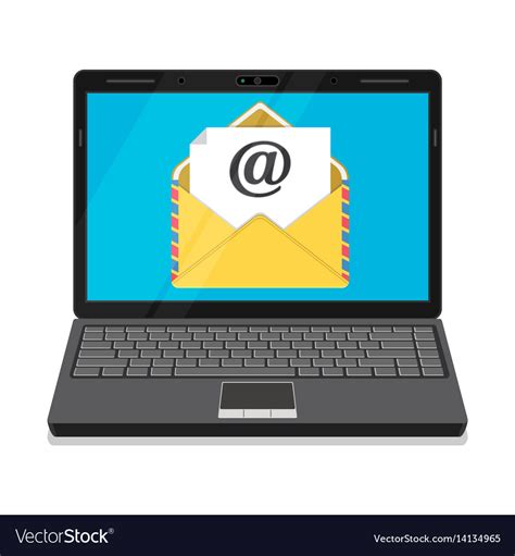 Laptop With Envelope And Open Email On Screen Vector Image