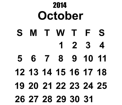 2014 Calendar October Template Free Stock Photo Public Domain Pictures