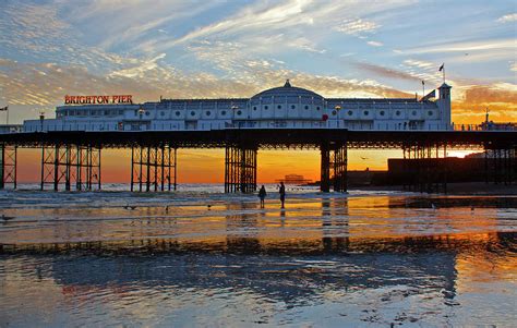 Sunset At Britains Brighton Pier Photograph By Venetia Featherstone Witty