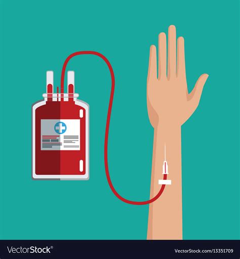 Hand Transfusion Blood Bag Royalty Free Vector Image