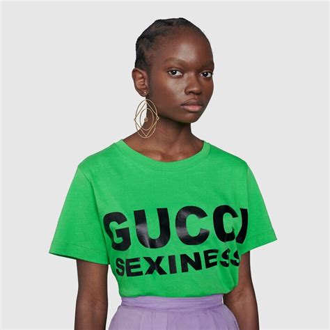 Green Women S Gucci Sexiness Print T Shirt Gucci Us