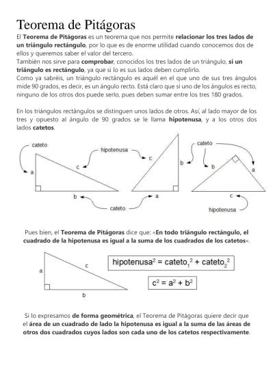 Teorema De Pitágoras Relacionar Los Tres Lados De Un Triángulo
