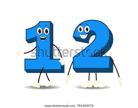 Colorful Number Twelve Character Vector Stock Vector Royalty Free