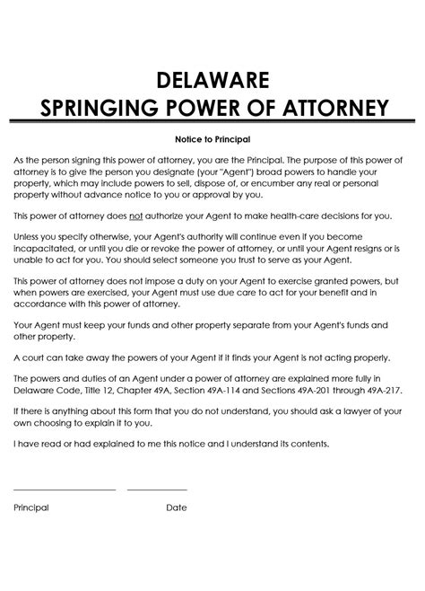 Free Delaware Power Of Attorney Poa Forms Pdf Word