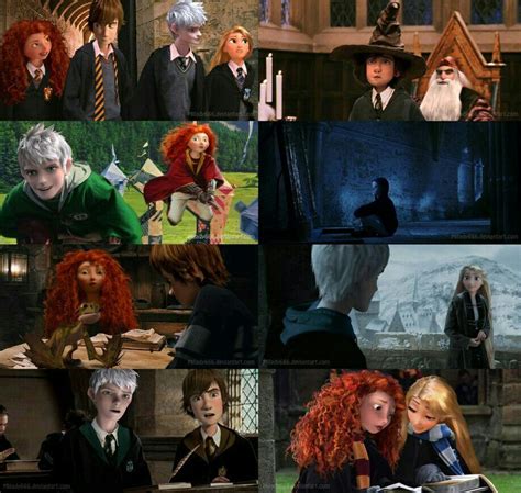 Jack Frost Merida Hiccup And Rapunzel At Hogwarts Somebody Make This