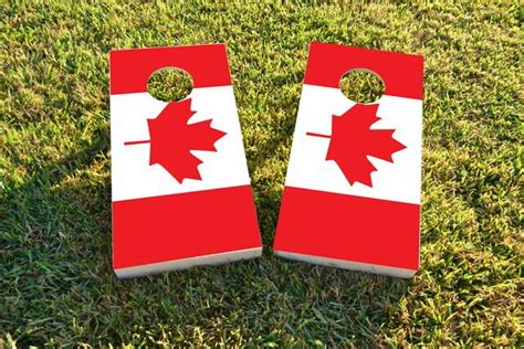 Canadian Canadanational Flag Themed Custom Cornhole Board Design