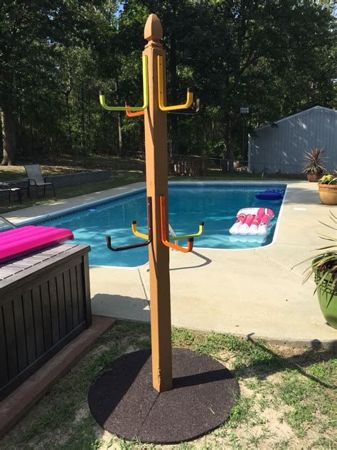 Pool Towel Rack Made This With 4x4 Post Post Cap Ladder Hangers And