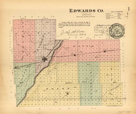 Lh Everts 1887 Map Of Edwards County Kansas Art Source International