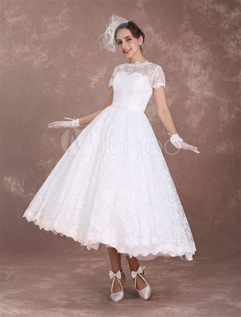 Rockabilly hochzeit coole tipps ideen inspirationen. Brautkleider Vintage Spitze A-Linie- mit Bateau-Kragen ...