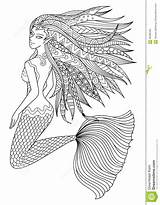 Sirena Sereia Adulta Oceano Nuoto Volwassen Zwemmen Boekpagina Meermin Kleurende Mooie Voor sketch template