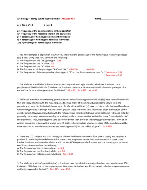 Answers in as fast as 15. Collection of Hardy Weinberg Practice Problems Worksheet ...