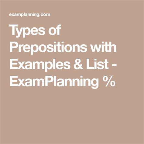 Types Of Prepositions With Examples And List Examplanning