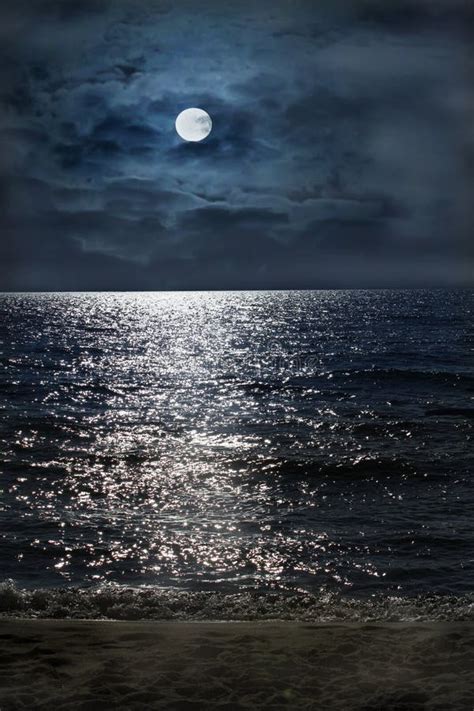 Moonlit Sandy Beach And Sky In South China Sea Stock Photo Image Of