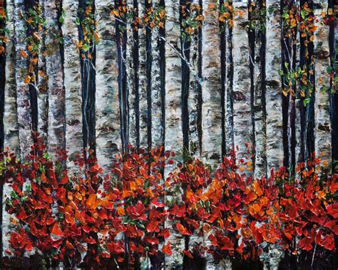 Birch Trees Palette Knife 2016 Oil Painting By Lena Owens Artfinder