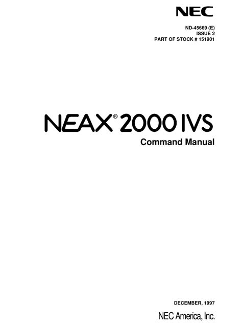 Nec Neax 2000 Ivs Command Manual Pdf Download Manualslib