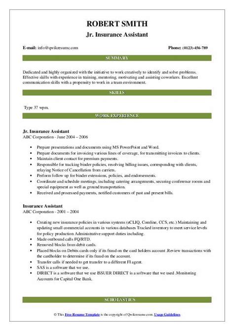 An administrative assistant resume example better than most. Insurance Assistant Resume Samples | QwikResume