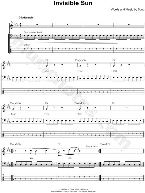 The Police Invisible Sun Bass Tab In Eb Major Download And Print Sku Mn0083673