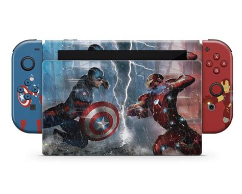 Captain America Vs Iron Man Nintendo Switch Skin Avengers Etsy Uk