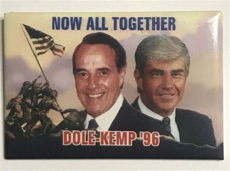 Former housing secretary jack kemp, the former professional football star tapped by dole to be his running mate, attempted to put to rest concerns expressed by many wgether he will be able to play second string to dole, telling the partisan crowd, 'bob, you're the quarterback and i'm your blocker. 1996 Bob Dole & Jack Kemp Campaign Pin Badge w/ Iwo Jima ...