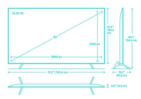 Convert 84 centimeter to inch with formula, common lengths conversion, conversion tables and more. Samsung 82" Q70 TV Dimensions & Drawings | Dimensions.Guide