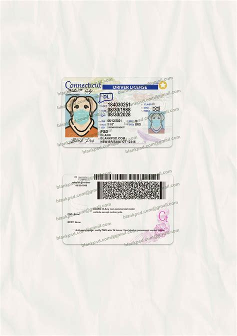 Connecticut Drivers License Template New V2 Blank Psd