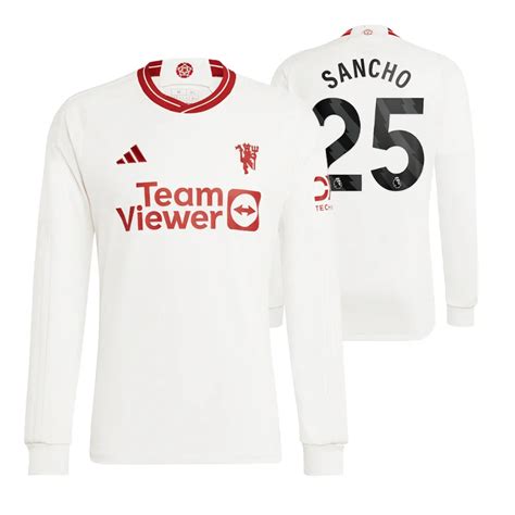 Jadon Sancho Manchester United 2023 24 Third Long Sleeve Jersey White