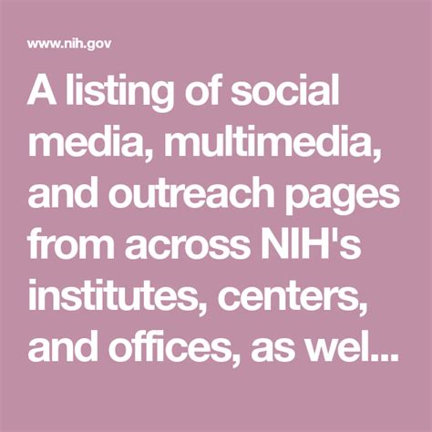 A Listing Of Social Media Multimedia And Outreach Pages From Across