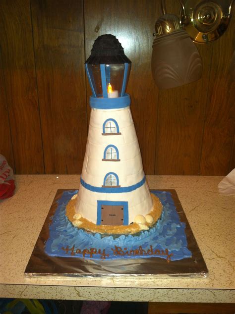 Spray paint (we use red, green and orange in this diy). Lighthouse cake w battery operated tea light | Battery ...