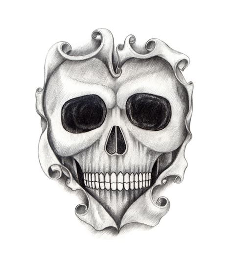 Art Skull Heart Tattoo Stock Illustration Illustration Of Body 62988770